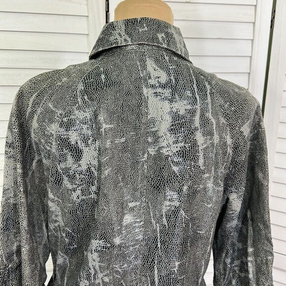 Chico's Gray Jacket Size 1 (8) Peter Pan Collar - Picture 7 of 11